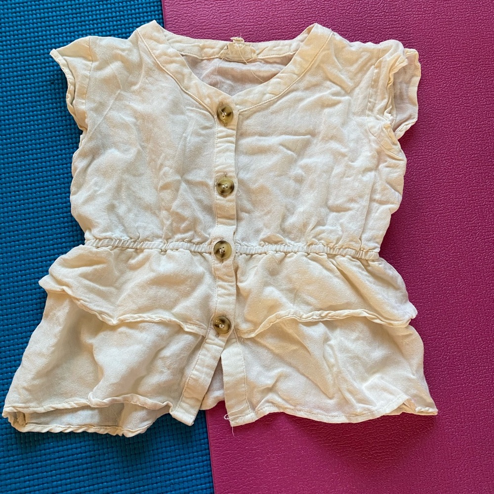 Cream Button-Up Ruffled Top